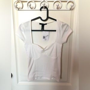 FOREVER21 White Knit Top (SIZE S)